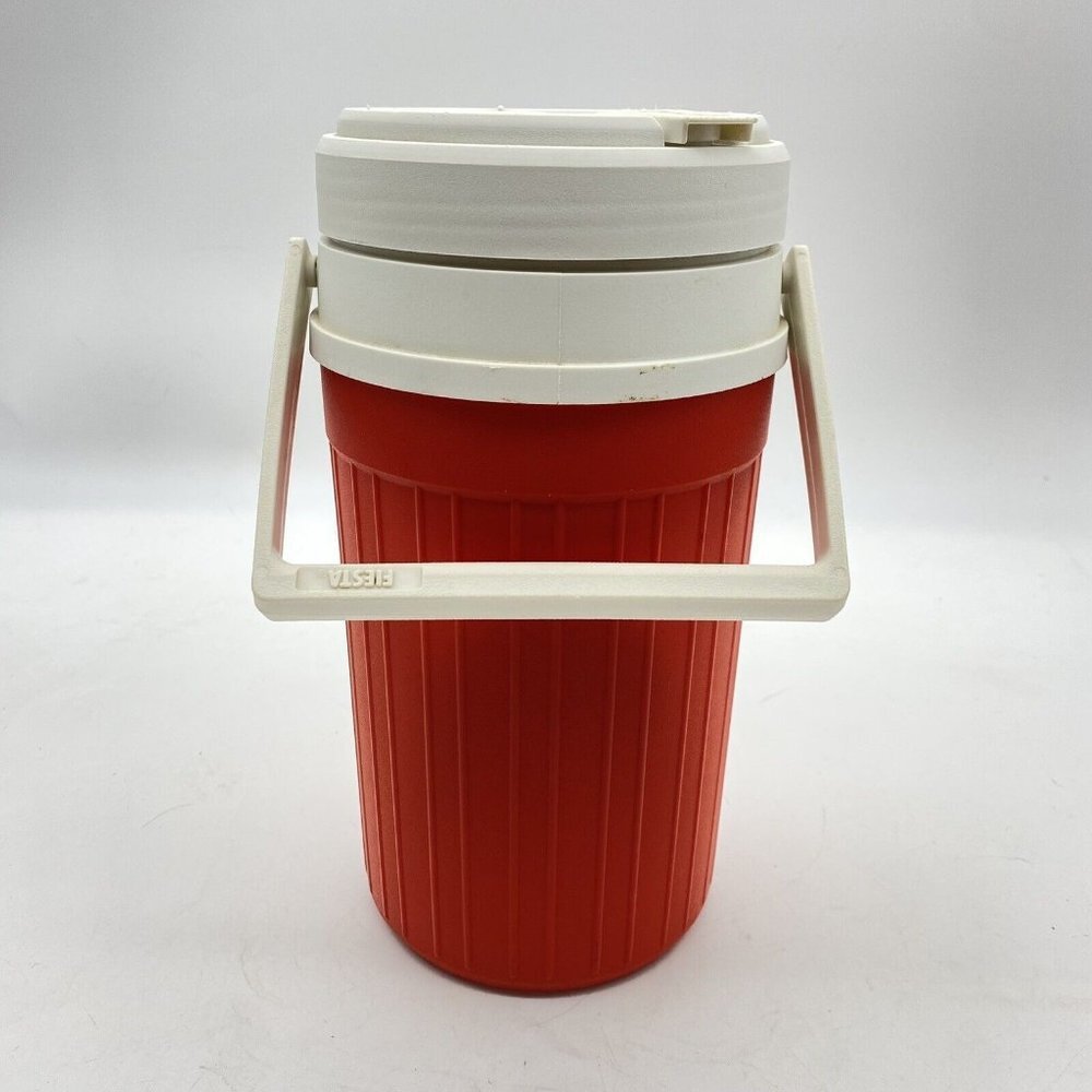 Vintage Fiesta Half Gallon Water Jug Red USA Insulated Thermos‎ Camping Picnic